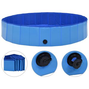 vidaXL Skladac&iacute; baz&eacute;n pre psov modr&aacute; 160x30 cm PVC