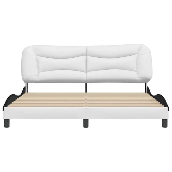 vidaXL R&aacute;m postele bez matraca Hvar bielo-čierny 180x200 cm umel&aacute; koža