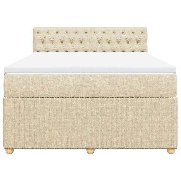 vidaXL Boxspring posteľ s matracom kr&eacute;mov&yacute; 140x190 cm l&aacute;tka