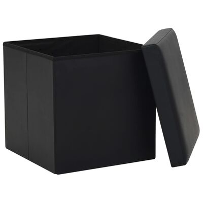 vidaXL Skladacia úložná taburetka čierna umelá koža