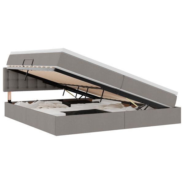 vidaXL Postel s &uacute;ložn&yacute;m prostorem a matrac&iacute; Sivohned&aacute; 200 x 200 cm