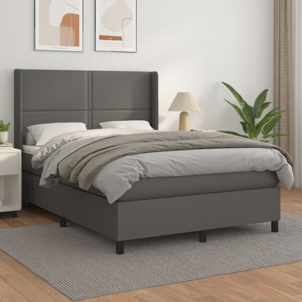 vidaXL Boxspring posteľ s matracom sivá 140x200 cm umelá koža