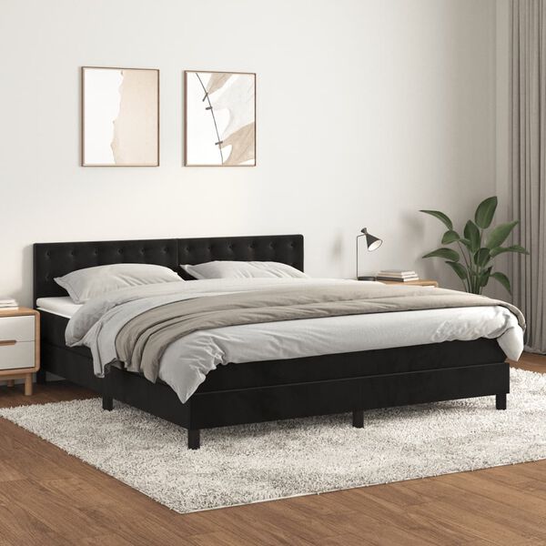 vidaXL Posteľn&yacute; r&aacute;m boxspring s matracom čierny 160x200 cm zamat