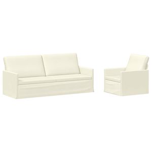 vidaXL Sada pohoviek 2 pcs Kr&eacute;mov&aacute; Kord&uacute;rov&aacute; tkanina