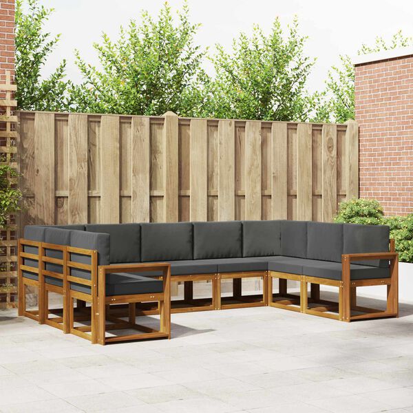 vidaXL Z&aacute;hradn&aacute; s&uacute;prava gaučov s vank&uacute;&scaron;om 9 pcs Pr&iacute;rodn&aacute; a antracitov&aacute;