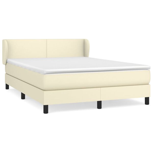 vidaXL Boxspring posteľ s matracom kr&eacute;mov&aacute; 140x200 cm umel&aacute; koža