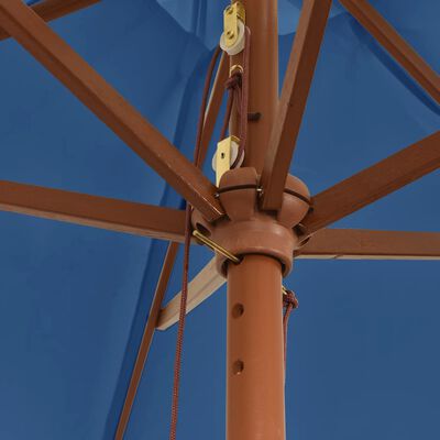 vidaXL Záhradný slnečník s drevenou tyčou azúrovo modrý 299x240 cm