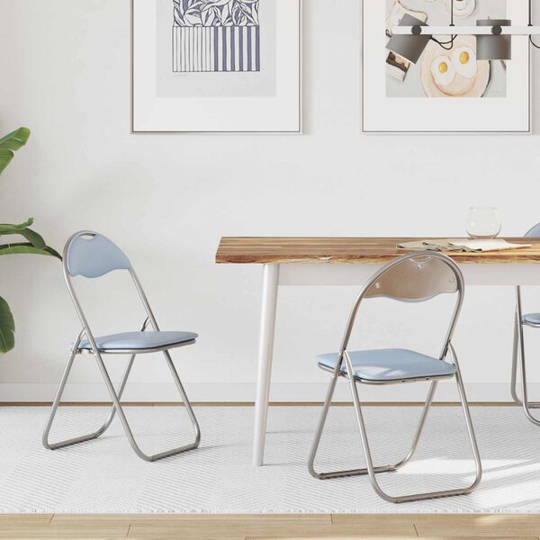 vidaXL Skladacia stolička 2 pcs Biely 48 x 43,5 x 81 cm Umel&aacute; koža