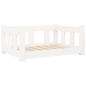 vidaXL Psia posteľ biela 65,5x50,5x28 cm borovicov&yacute; mas&iacute;v