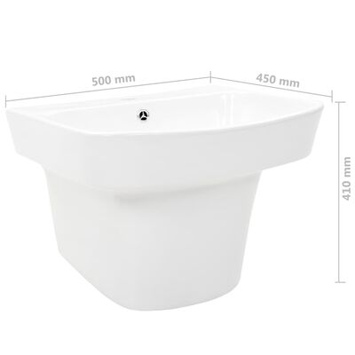 vidaXL Nástenné umývadlo keramické biele 500x450x410 cm