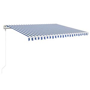 vidaXL Automatick&aacute; mark&iacute;za, LED a senzor vetra 450x350 cm, modr&aacute;/biela