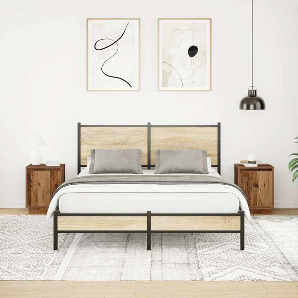 vidaXL Nočn&eacute; skrinky s LED osvetlen&iacute;m 2 ks Star&eacute; drevo 38x34x50 cm