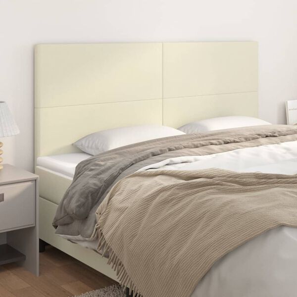 vidaXL Čelo postele kr&eacute;mov&eacute; 200x5x118/128 cm umel&aacute; koža