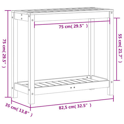 vidaXL Stôl na presádzanie s policou 82,5x35x75 cm impreg. borovica