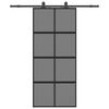 vidaXL Posuvn&eacute; dvere s kovan&iacute;m čierne 90x205 cm tvrden&eacute; sklo
