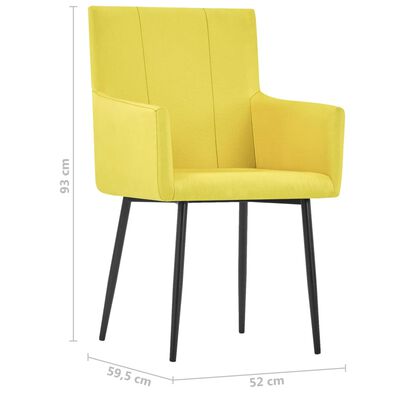 vidaXL Jedálenské stoličky s opierkami 2 ks, žlté, látka