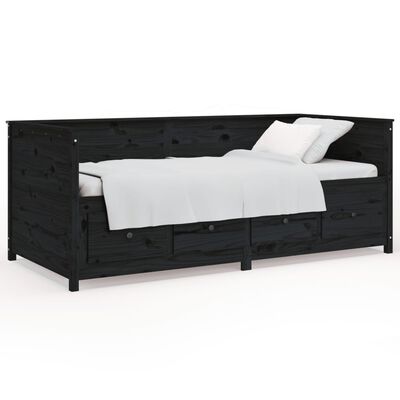 vidaXL Denná posteľ čierna 100x200 cm borovicový masív