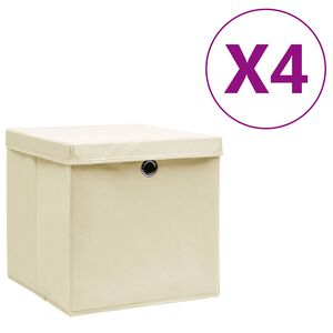 vidaXL &Uacute;ložn&eacute; boxy s vekom 4 ks, 28x28x28 cm, kr&eacute;mov&eacute;