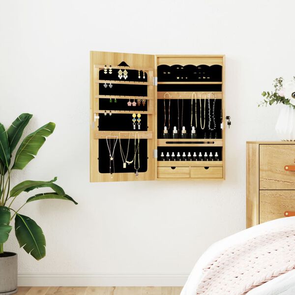 vidaXL Zrkadlová skrinka na šperky nástenná 37,5x10x67 cm