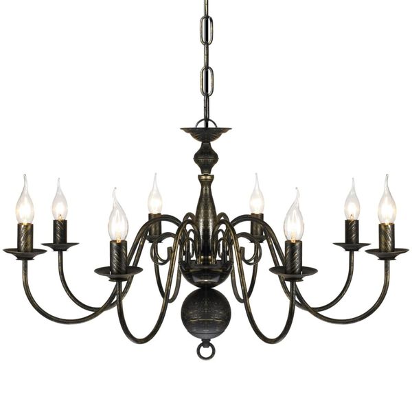 Čierny kovov&yacute; luster so starožitn&yacute;m vzhľadom, 8 x žiarovky E14