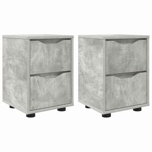 vidaXL Nočn&eacute; stol&iacute;ky so z&aacute;suvkou 2 pcs Bet&oacute;nov&aacute; &scaron;ed&aacute; 30,5 x 30 x 43 cm