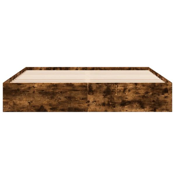 vidaXL Posteľn&yacute; r&aacute;m dymov&yacute; dub 180x200 cm kompozitn&eacute; drevo
