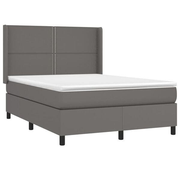 vidaXL Boxspring posteľ s matracom sivá 140x190 cm umelá koža