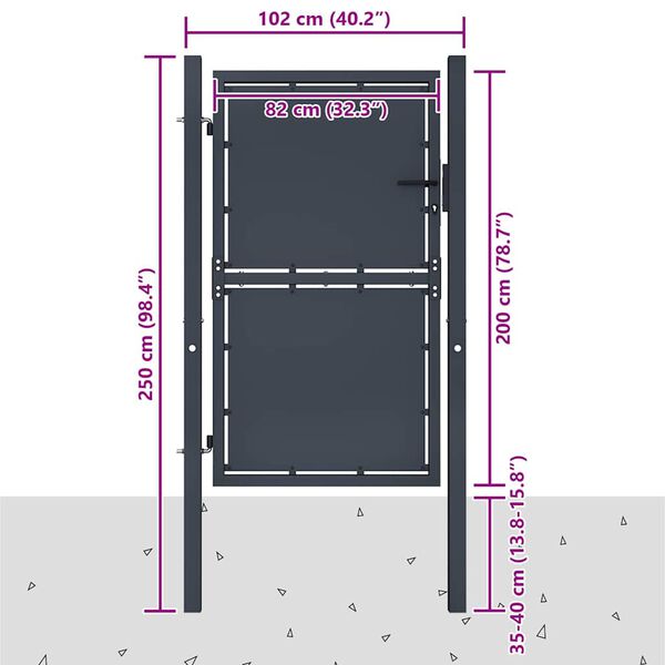vidaXL Z&aacute;hradn&aacute; br&aacute;na z ocele 100x200 cm antracitov&aacute;