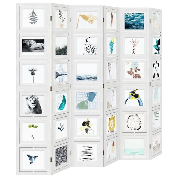 vidaXL Parav&aacute;n 6 panelov biely mas&iacute;vne drevo paulovnie