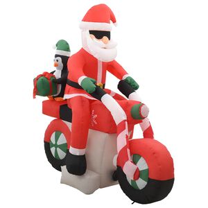 vidaXL Vianočn&yacute; nafukovac&iacute; Santa Claus na motorke s LED IP44 160 cm