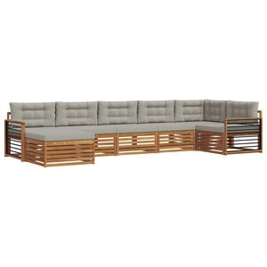 vidaXL S&uacute;pravy pohoviek s vank&uacute;&scaron;om 7 pcs Pr&iacute;rodn&aacute; a svetlosiv&aacute;