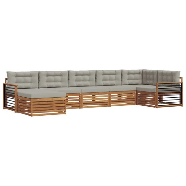 vidaXL S&uacute;pravy pohoviek s vank&uacute;&scaron;om 7 pcs Pr&iacute;rodn&aacute; a svetlosiv&aacute;