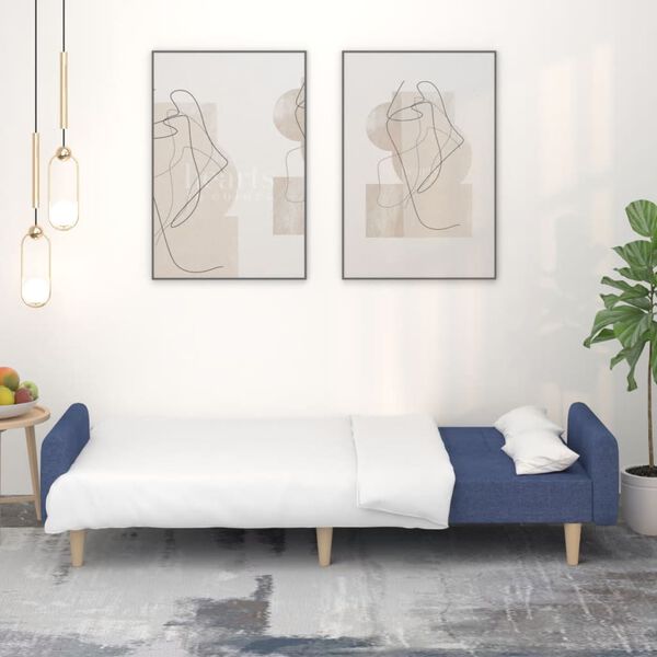 vidaXL 2-miestna rozkladacia pohovka, modr&aacute;, l&aacute;tka