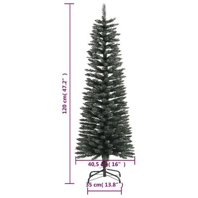 vidaXL Umelý úzky vianočný stromček so stojanom, zelený 120 cm, PVC