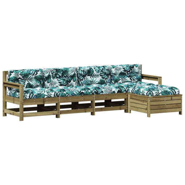 vidaXL 5-dielna z&aacute;hradn&aacute; sedacia s&uacute;prava s vank&uacute;&scaron;mi impreg. borovica