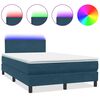 vidaXL Posteľn&yacute; r&aacute;m boxsping s matracom a LED tmavomodr&yacute; 120x210 cm zamat