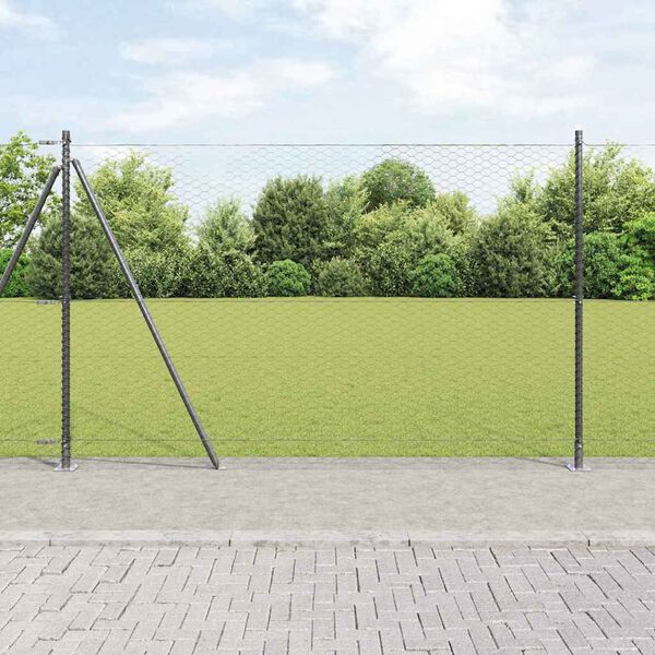 vidaXL Stĺp na plot. Siv&aacute; 10 x 1,4 m (36 mm pletivo) Ocel a PVC
