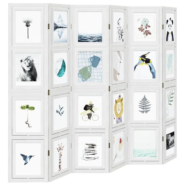 vidaXL Parav&aacute;n 6 panelov biely mas&iacute;vne drevo paulovnie