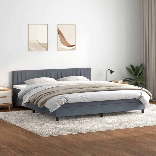 vidaXL Box Spring Posteľ s matracom Tmavosivá 180x220 cm Zamat