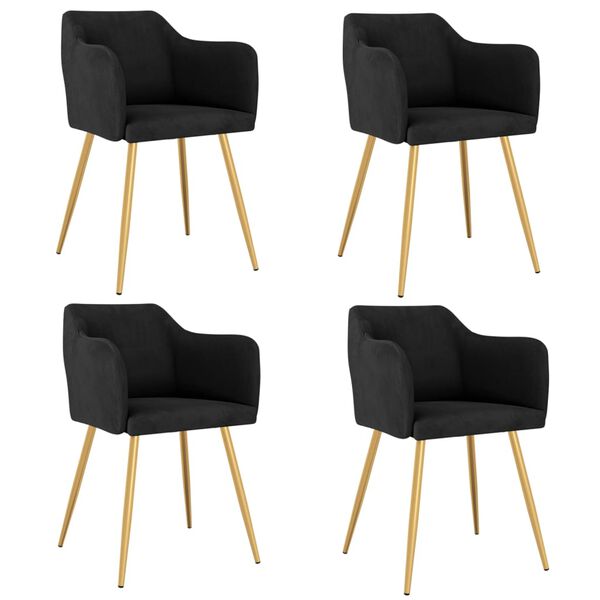 vidaXL Jed&aacute;lensk&eacute; stoličky 4 ks čierne zamatov&eacute;