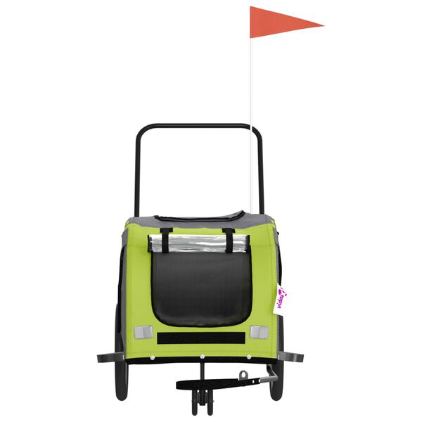 vidaXL Cyklovoz&iacute;k pre zvierat&aacute;, zeleno siv&yacute;, oxfordsk&aacute; l&aacute;tka, železo