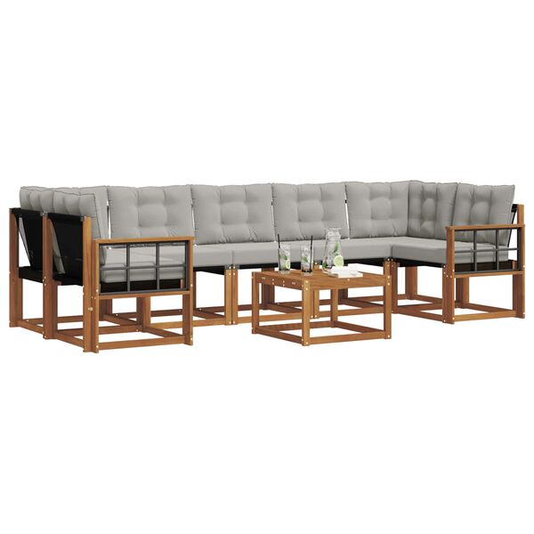 vidaXL Z&aacute;hradn&aacute; s&uacute;prava gaučov s vank&uacute;&scaron;om 8 pcs Pr&iacute;rodn&aacute; a svetlosiv&aacute;