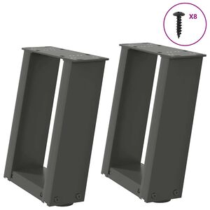 vidaXL Nohy konferenčn&eacute;ho stol&iacute;ka v tvare U, 2 ks, antracitov&eacute;, 30 x (30-31) cm, oceľov&eacute;