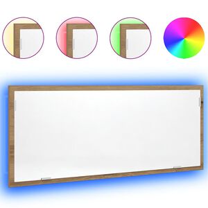 vidaXL LED k&uacute;peľňov&eacute; zrkadlo dub artisan 100x8,5x37cm, pracovan&eacute; drevo