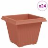 vidaXL &Scaron;tvorcov&yacute; črepn&iacute;k na kvety 24 ks Tehlovo červen&aacute; Plast