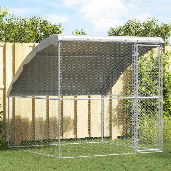vidaXL Ps&iacute; kennel s &uacute;ložiskom Strieborn&aacute; 2 x 2 x 2 m Oceľ
