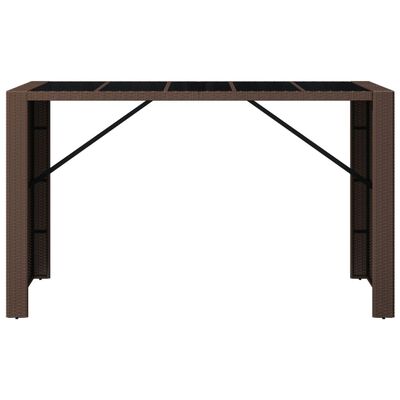 vidaXL Barový stôl so sklenenou doskou hnedý 185x80x110 cm polyratan