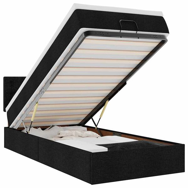 vidaXL Osmansk&aacute; posteľ s matracom a LED čierna 80x200cm l&aacute;tka