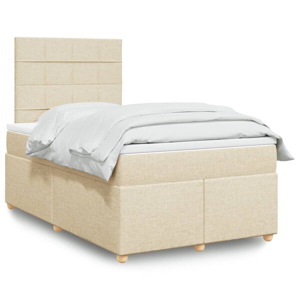 vidaXL Boxspring posteľ s matracom kr&eacute;mov&aacute; 120x190 cm l&aacute;tka