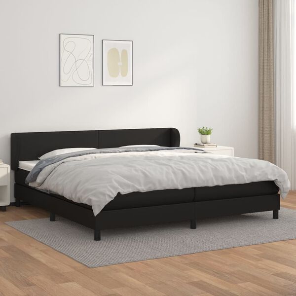 vidaXL Boxspring posteľ s matracom čierna 200x200 cm umel&aacute; koža